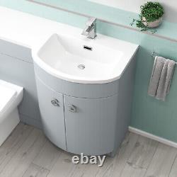 Nes Home Meuble Vasque Mat Gris 1100mm LH, Unité WC & Toilette Blanche Adossée au Mur