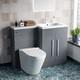 Nes Home Meuble Vasque Wc 1100mm Droit Mat Gris Avec Toilettes Sans Bordure Adossées Au Mur