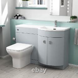 Nes Home Meuble Vasque WC Mat Gris 1100 mm avec Toilettes Raccourcies et Toilettes Suspendues