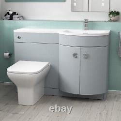 Nes Home Meuble Vasque WC Mat Gris 1100 mm avec Toilettes Raccourcies et Toilettes Suspendues