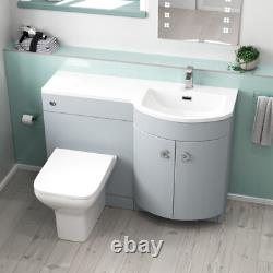 Nes Home Meuble Vasque WC Mat Gris 1100 mm avec Toilettes Raccourcies et Toilettes Suspendues