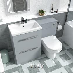 Nes Home Meuble Vasque à Tiroirs 1100mm Gris Mat, Unité WC, Toilette Raccordée au Mur
