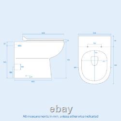 Nes Home Meuble de Salle de Bain Brillant Blanc 600mm Unité WC Toilette & Ensemble Baignoire