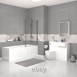 Nes Home RH Bassin Poignée en Laiton Unité WC Forme L Baignoire Toilette BTW & Écran de Panneau