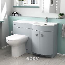 Nes Home Vanity Unit Combiné avec Évier à Droite Matte Gris 1100mm et Toilette Suspendue