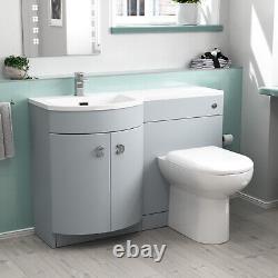 Nes Home Vanity Unit Combiné avec Évier à Gauche Mat Gris 1100mm et Toilettes à Poser