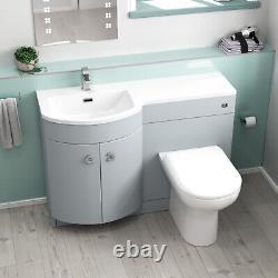 Nes Home Vanity Unit Combiné avec Évier à Gauche Mat Gris 1100mm et Toilettes à Poser