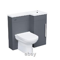 Nes Maison 900mm Meuble vasque gris mat à droite, unité WC & toilette dos au mur