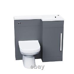 Nes Maison 900mm Meuble vasque gris mat à droite, unité WC & toilette dos au mur