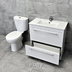 Nicky 600mm Ou 800mm Sur Le Sol Vanity Sink Unit & Close Suite De Toilettes Coupled