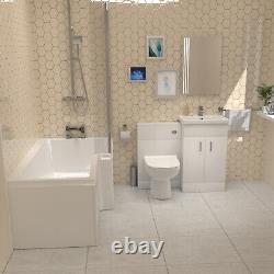Nouveau Home L-Shaped RH Baignoire de douche sur pied Lavabo blanc WC BTW Vanity