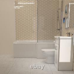 Nouveau Home L-Shaped RH Baignoire de douche sur pied Lavabo blanc WC BTW Vanity