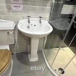 Nouveau ensemble de toilettes et lavabo sur colonne d'exposition avec armoire miroir - Prix de détail recommandé £800+