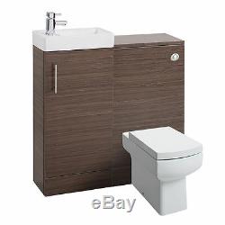 Noyer Salle De Bains Vanity Basin Sink Retour Au Mur Toilettes Unité Wc Meubles