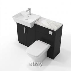 Oliver Black meuble-lavabo de salle de bains 1100 mm avec poignées chromées et dessus en marbre WC