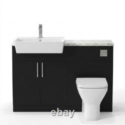 Oliver Black meuble-lavabo de salle de bains 1100 mm avec poignées chromées et dessus en marbre WC