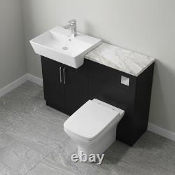 Oliver Black meuble-lavabo de salle de bains 1100 mm avec poignées chromées et dessus en marbre WC
