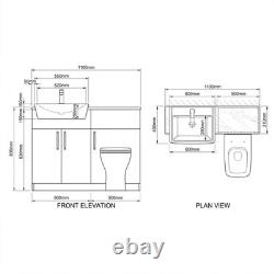 Oliver Black meuble-lavabo de salle de bains 1100 mm avec poignées chromées et dessus en marbre WC