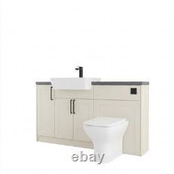 Oliver Cashmere 1500mm Meuble de salle de bains shaker avec poignées noires WC