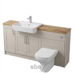Oliver Cashmere meuble-lavabo de salle de bain shaker ajusté 1300 mm WC avec dessus en chêne massif