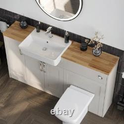 Oliver Cashmere meuble-lavabo de salle de bain shaker ajusté 1300 mm WC avec dessus en chêne massif