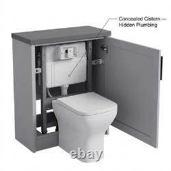 Oliver Dust Grey 1400 mm meuble-lavabo de salle de bains Shaker avec WC et poignées noires