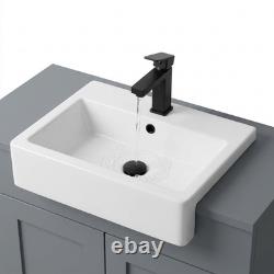 Oliver Dust Grey 1400 mm meuble-lavabo de salle de bains Shaker avec WC et poignées noires
