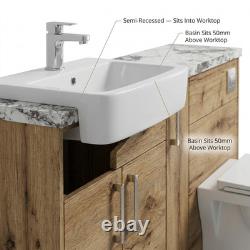 Oliver Oak meuble vasque de salle de bains sur mesure 1500 mm avec WC et plan de travail en marbre blanc
