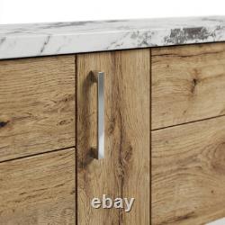 Oliver Oak meuble vasque de salle de bains sur mesure 1500 mm avec WC et plan de travail en marbre blanc