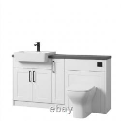 Oliver White meuble sous-vasque de salle de bain shaker 1400 mm avec poignées de robinet noires WC