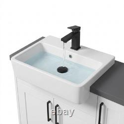 Oliver White meuble sous-vasque de salle de bain shaker 1400 mm avec poignées de robinet noires WC