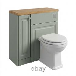 Oliver vert sauge 1400 mm meuble-lavabo de salle de bains Shaker avec plan de travail en chêne pour WC
