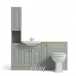Oliver vert sauge 1700 mm meuble de salle de bains shaker avec WC colonne haute chêne