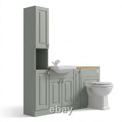 Oliver vert sauge 1700 mm meuble de salle de bains shaker avec WC colonne haute chêne