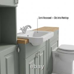 Oliver vert sauge 1700 mm meuble de salle de bains shaker avec WC colonne haute chêne