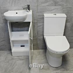 Pacifique Vestiaire Slimline Bassin Évier Meuble Sous Lavabo + Toilettes Set Suite 450mm Blanc