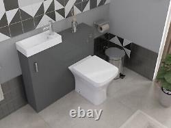 Petit ensemble combiné de salle de bains compacte de 400 avec meuble-lavabo blanc / anthracite pour vestiaire.
