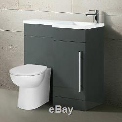 Relovane 900mm L Forme Main Droite Salle De Bains Gris Vanity Basin Dos Au Mur Toilettes