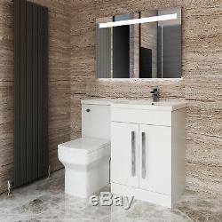 Retour À Mur Blanc Vanity Toilettes Meuble De Rangement Bassin Évier Salle De Bains Combinés Suite