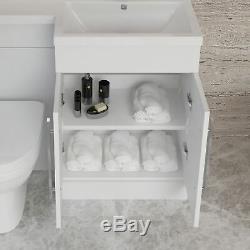 Retour À Mur Blanc Vanity Toilettes Meuble De Rangement Bassin Évier Salle De Bains Combinés Suite