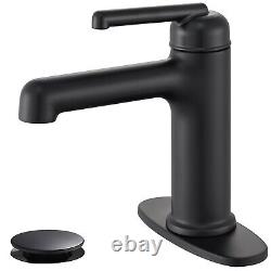 Robinets de lavabo de salle de bain SOEBIZ noir mat, robinet de salle de bain avec bec en laiton