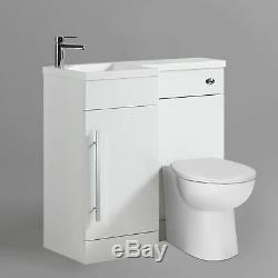 Runole 900mm Lh Salle De Bains Blanc Vanity Meubles Wc Bassin Dos Au Mur Toilettes