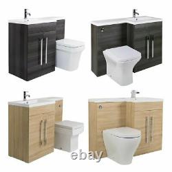 Salle De Bain Lh & Rh Toilettes Mixtes, Vanity Unit & Basin Blanc, Chêne, Noix, Gris