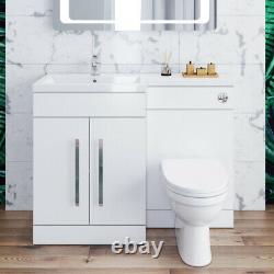 Salle De Bain Vanity Unit Basin Sink Cabinet Retour À Wall Toilette Set Quadrant