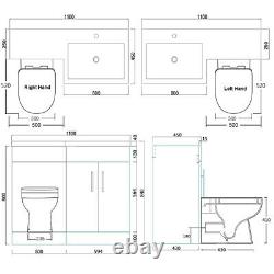 Salle De Bain Vanity Unit Basin Sink Cabinet Retour À Wall Toilette Set Quadrant
