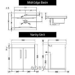 Salle De Bain Vanity Unit Grey Elm 2-door Basin Cabinet Meubles Tall Boy Suite Wc B