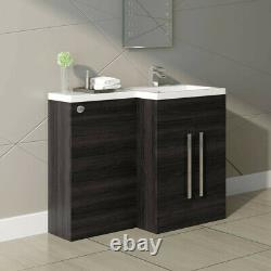Salle De Bains Basin Vanity Unit Toilet Combined Furniture Tall Cabinet Storage Grey
