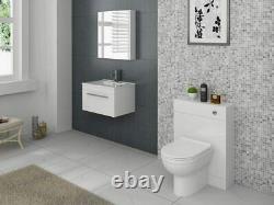 Salle De Bains Wc Unit Vanity Back To Wall Furniture White High Gloss Modern 500/300mm