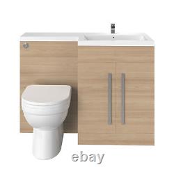 Salle de bain en chêne 1100mm RH L Forme Combinaison Ensemble Meuble de toilette et lavabo et toilettes BTW