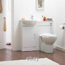 Slimline Gloss White Sienna Cloakroom Vanity Unit Bassin Évier 900mm Retour Au Mur